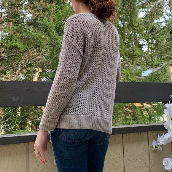 COLDWATER CREEK beige Sweater SZ XL open Knit drop-sleeve scoop neck Ramie boho - Picture 3 of 13